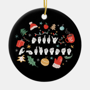 Ornamento De Cerâmica Feliz Natal - Língua de Sinais Americana III