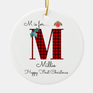 Ornamento De Cerâmica Feliz Natal, M lumberjack robin