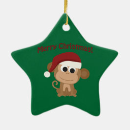 Ornamento De Cerâmica Feliz Natal! Macaco