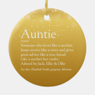 Ornamento De Cerâmica Feliz Natal, melhor tia, Dourada definição