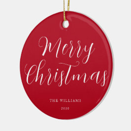 Ornamento De Cerâmica Feliz Natal - Minimalista Vermelho