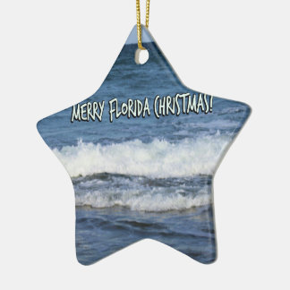 Ornamento De Cerâmica Feliz Natal na Flórida Sobre o Oceano