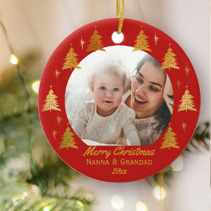 Ornamento De Cerâmica Feliz Natal Nanna & Grandad - foto Dourado