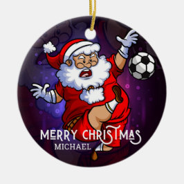 Ornamento De Cerâmica Feliz Natal Papais noeis de futebol personalizados
