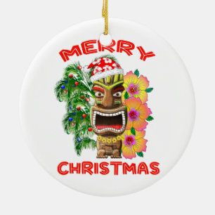 Ornamento De Cerâmica Feliz Natal Papais noeis Engraçados Tiki
