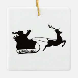 Ornamento De Cerâmica Feliz Natal Papais noeis Sleigh E Reindeer