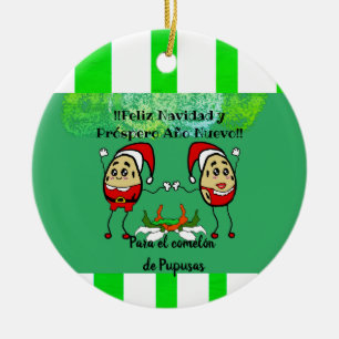 Ornamento De Cerâmica Feliz Natal para o Comelón Pupusas
