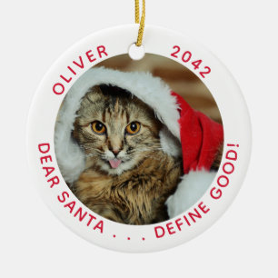 Ornamento De Cerâmica Feliz Natal para Papais noeis de Gato