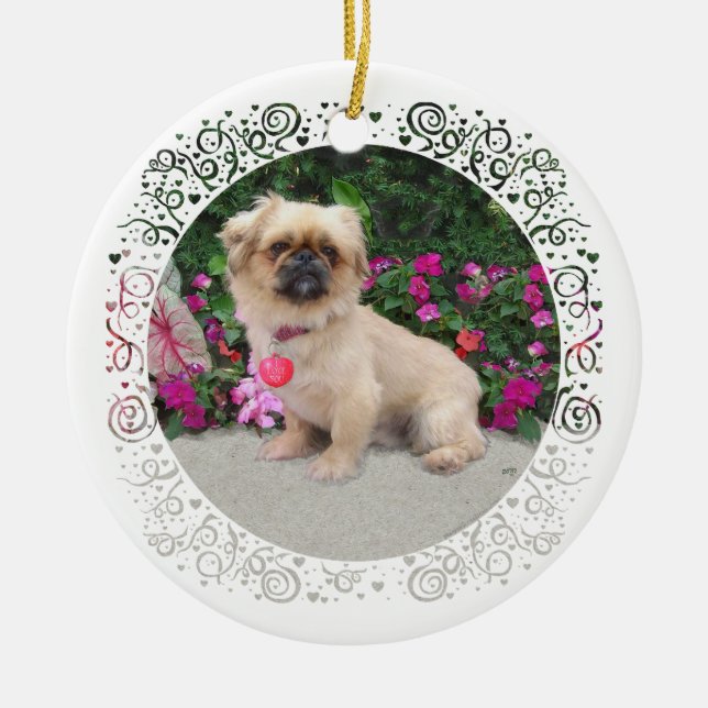 Ornamento De Cerâmica Feliz Natal Pékinese (Frente)