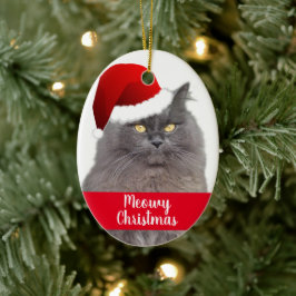 Ornamento De Cerâmica Feliz Natal Personalizado Gato de Pet