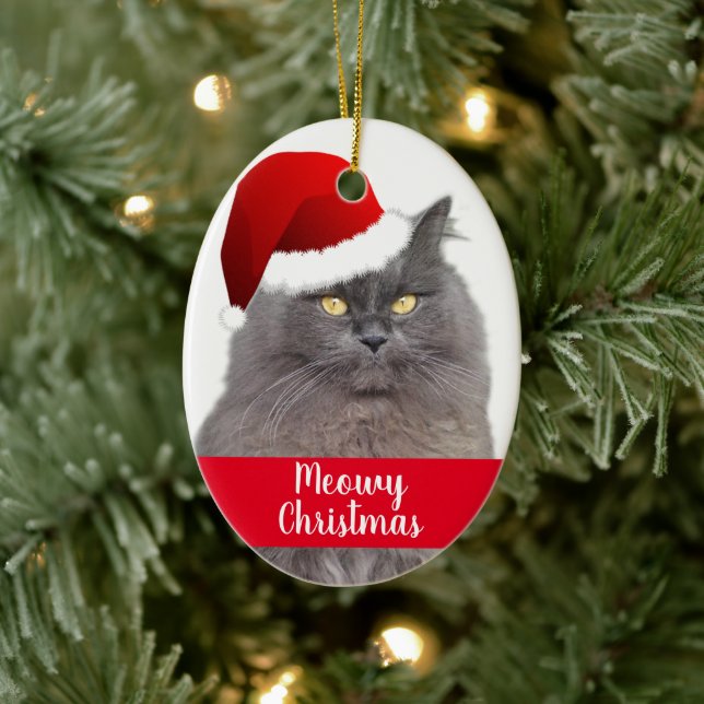 Ornamento De Cerâmica Feliz Natal Personalizado Gato de Pet (Árvore)