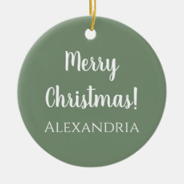 Ornamento De Cerâmica Feliz Natal Personalizado Verde