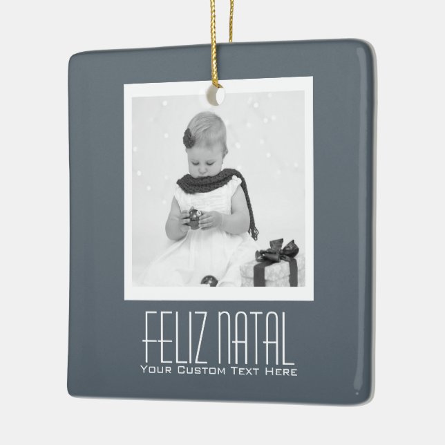 Ornamento De Cerâmica Feliz Natal Português Personalizado (Esquerda)