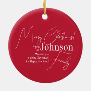 Ornamento De Cerâmica Feliz Natal Red Modern