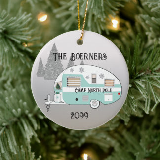 Ornamento De Cerâmica Feliz Natal Retro Camper Camper Camper