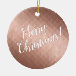 Ornamento De Cerâmica Feliz Natal - rosa de design de ouro