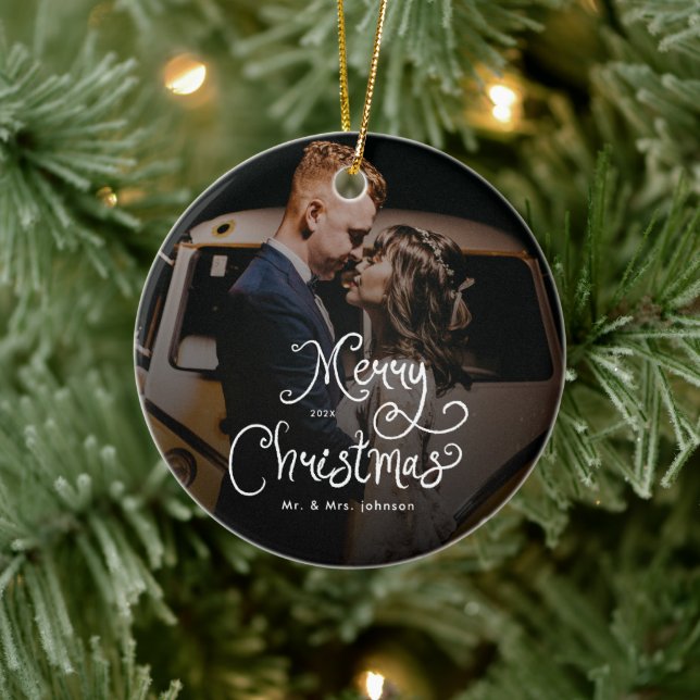 Ornamento De Cerâmica Feliz Natal Roteiro Caprichoso Foto Personalizada  (Árvore)