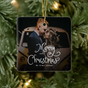 Ornamento De Cerâmica Feliz Natal Roteiro Caprichoso Foto Personalizada 