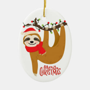 Ornamento De Cerâmica Feliz Natal Sloth