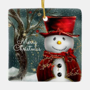 Ornamento De Cerâmica Feliz Natal Snowman