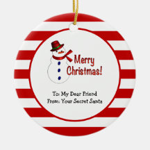 Feliz Natal Snowman Red Stripes Papais noeis Secre