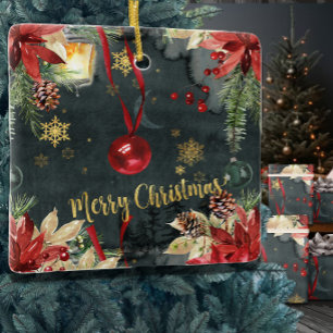 Ornamento De Cerâmica Feliz Natal Splendor