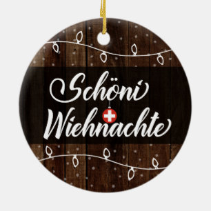 Ornamento De Cerâmica Feliz Natal suíço, Schöni Wiehnachte