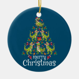 Ornamento De Cerâmica Feliz Natal T Rex Boys Crianças Árvore de Natal Re