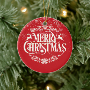 Ornamento De Cerâmica Feliz Natal Tio Definição Flocos de Neve Rótulo