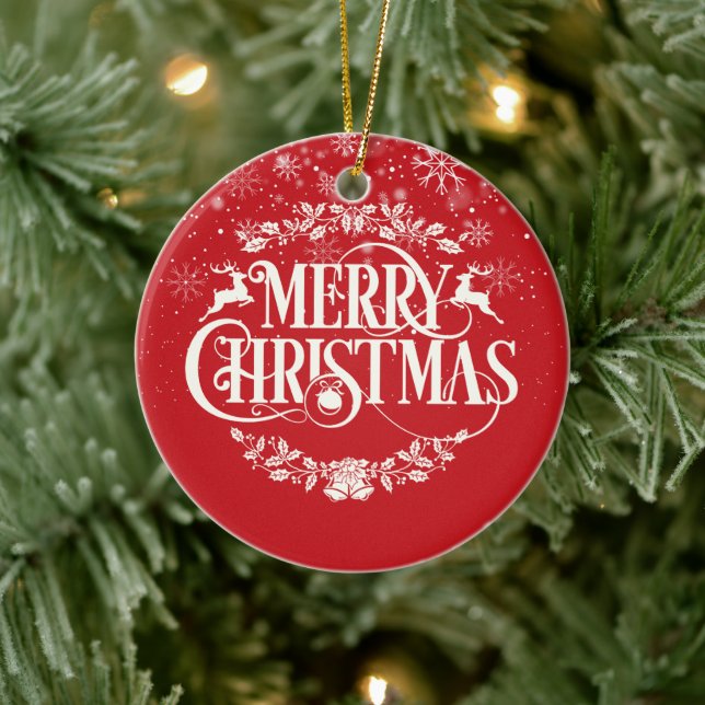 Ornamento De Cerâmica Feliz Natal Tio Definição Flocos de Neve Rótulo (Árvore)