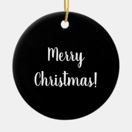 Ornamento De Cerâmica Feliz Natal Tipografia Preto e Branco