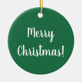 Ornamento De Cerâmica Feliz Natal - Tipografia Verde e Branca Festiva