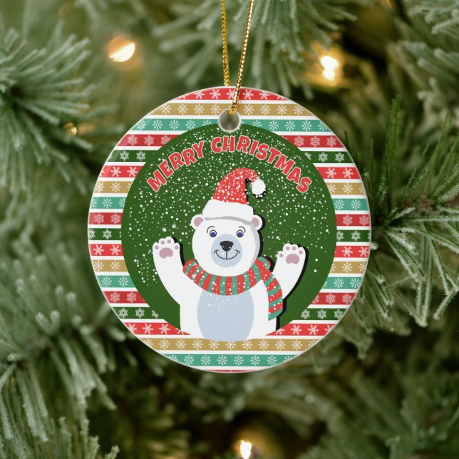 Ornamento De Cerâmica Feliz Natal Ursinho (Árvore)