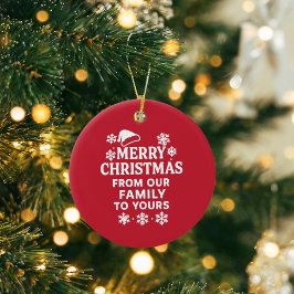 Ornamento De Cerâmica Feliz Natal vermelho branco saudações da família m