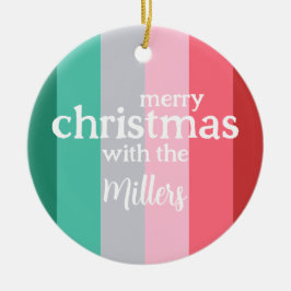 Ornamento De Cerâmica Feliz Natal vermelho e verde