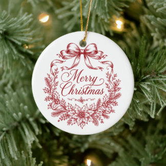 Ornamento De Cerâmica Feliz Natal Vintage Personalizado