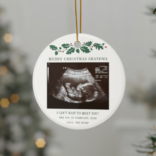 Ornamento De Cerâmica Feliz Natal Vovó Grávida Gravidez Baby Scan