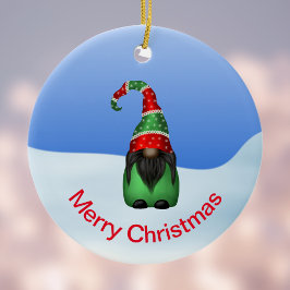 Ornamento De Cerâmica Feliz Natal Whimsical Gnomo