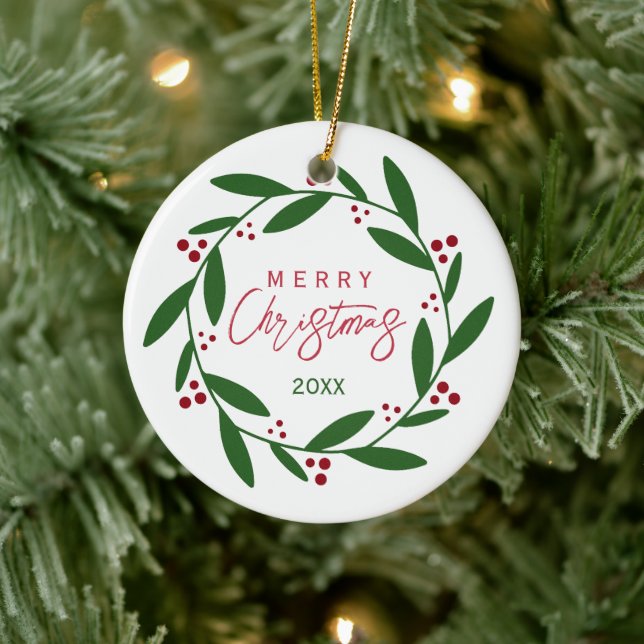 Ornamento De Cerâmica Feliz Natal Wreath (Árvore)