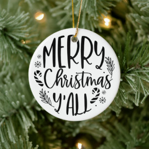 Ornamento De Cerâmica Feliz Natal Y'all Modern