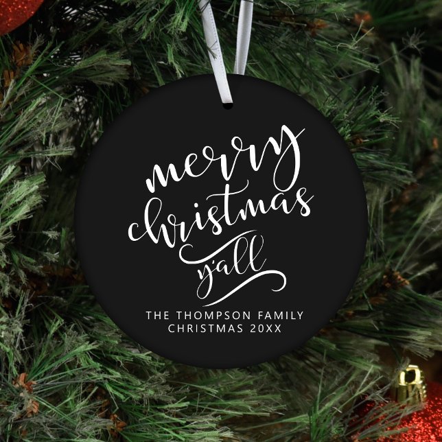 Ornamento De Cerâmica Feliz Natal Y'all Texas Holiday Photo (Criador carregado)