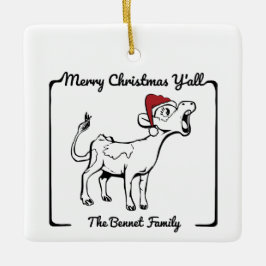 Ornamento De Cerâmica Feliz Natal Y'all Vintage Cowboy Theme