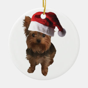 Ornamento De Cerâmica Feliz Natal Yorkie