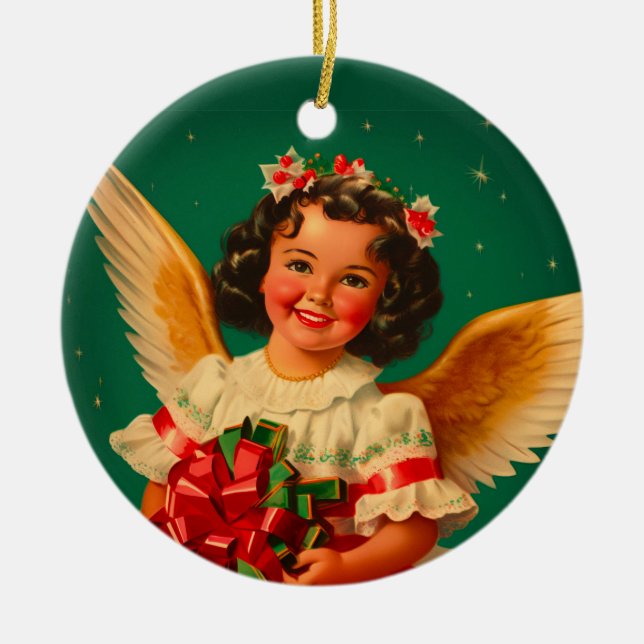 Ornamento De Cerâmica "Feliz Navidad" Angel (Frente)