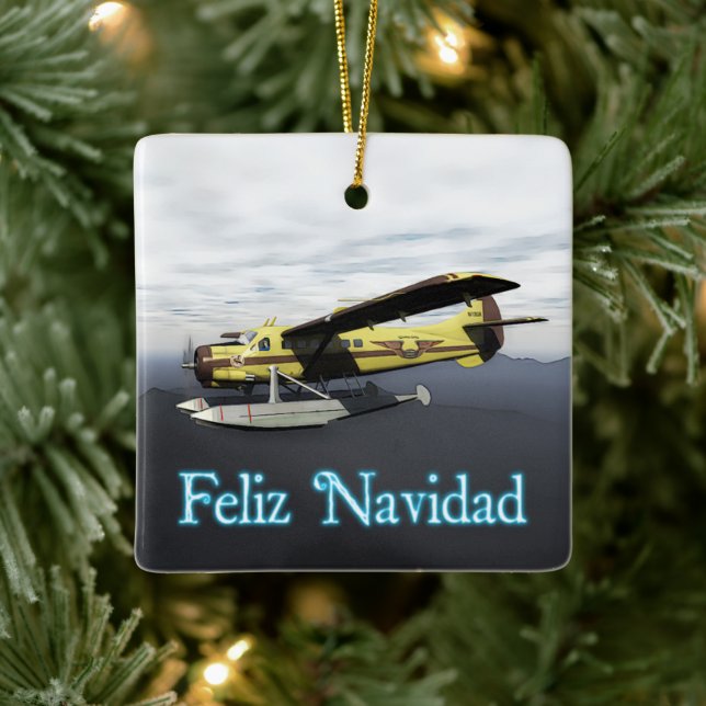 Ornamento De Cerâmica Feliz Navidad - de Havilland DH3-C Otter (Árvore)
