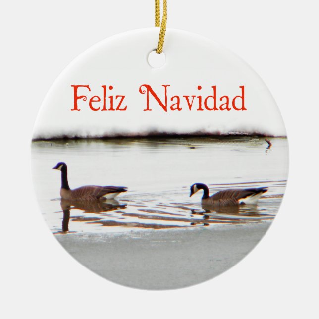 Ornamento De Cerâmica Feliz Navidad - Honkers - Canadá Geese (Frente)