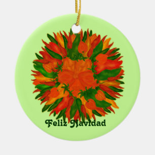 Ornamento De Cerâmica Feliz Navidad Pimentos Sunny