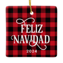Feliz Navidad Plaid de Búfalo Vermelho Foto de Fam