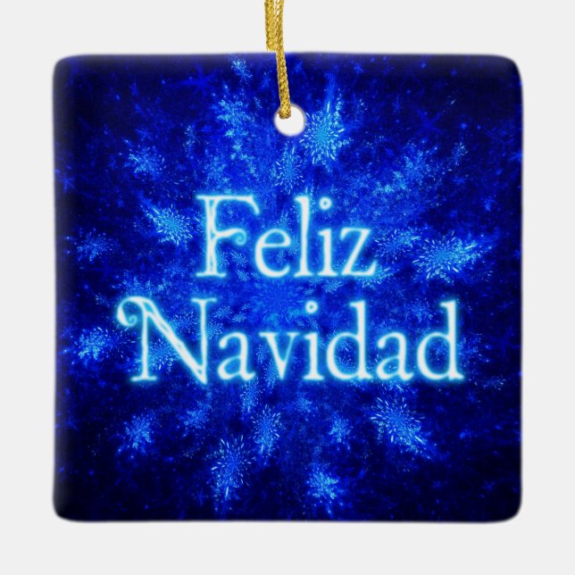 Ornamento De Cerâmica Feliz Navidad - Snowburst (Frente)