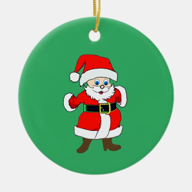 Ornamento De Cerâmica Feliz Pai Natal (Frente)